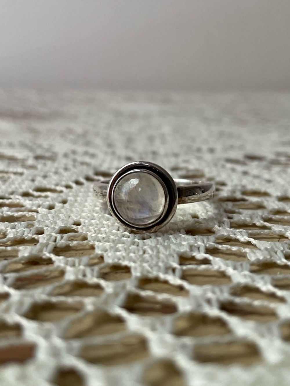 Sterling Silver Moonstone Ring Size 10
